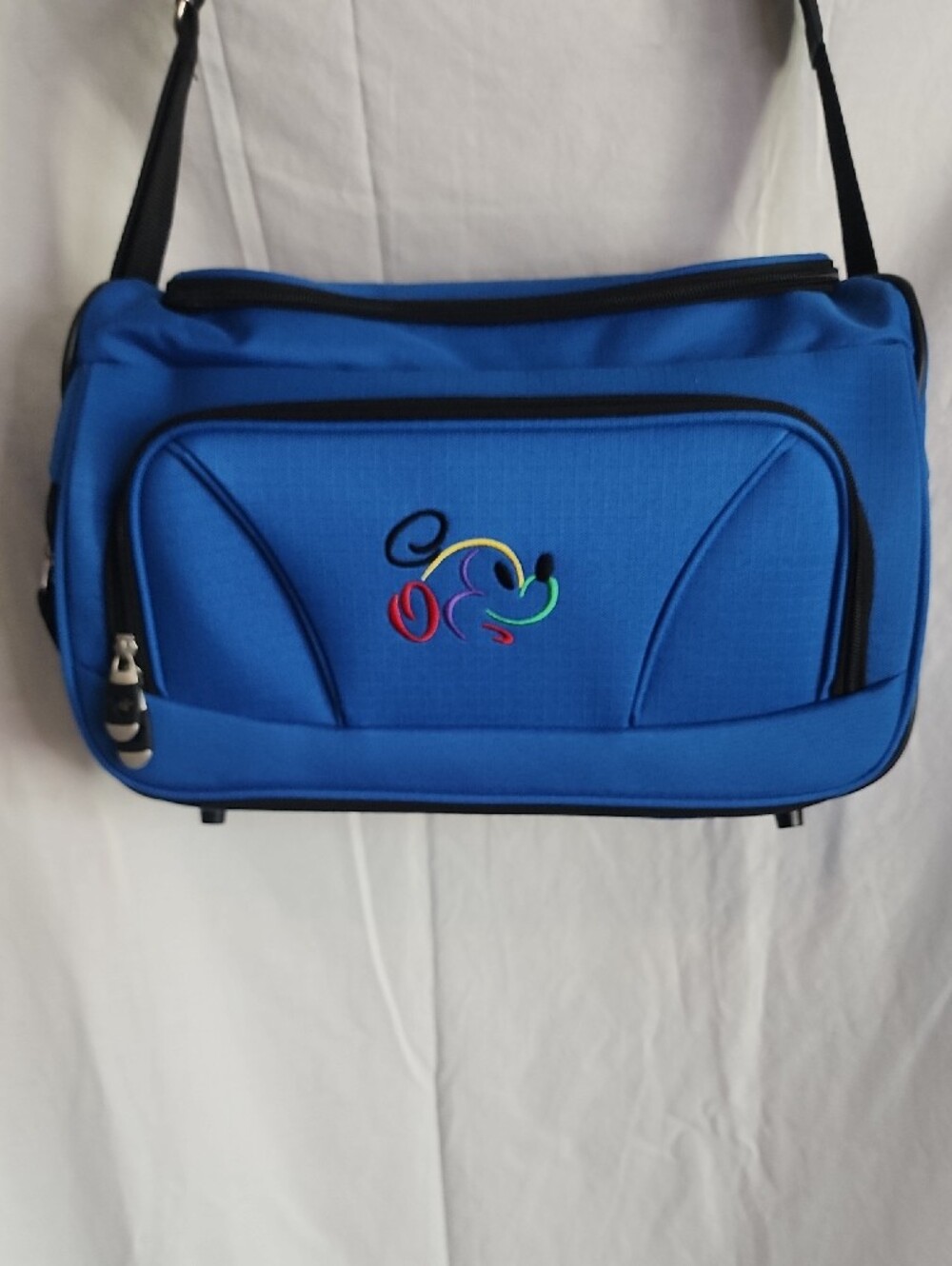 Disney Mickey Mouse Blue Crossbody Travel Bag with Embroidered Logo - Picture 2 of 10